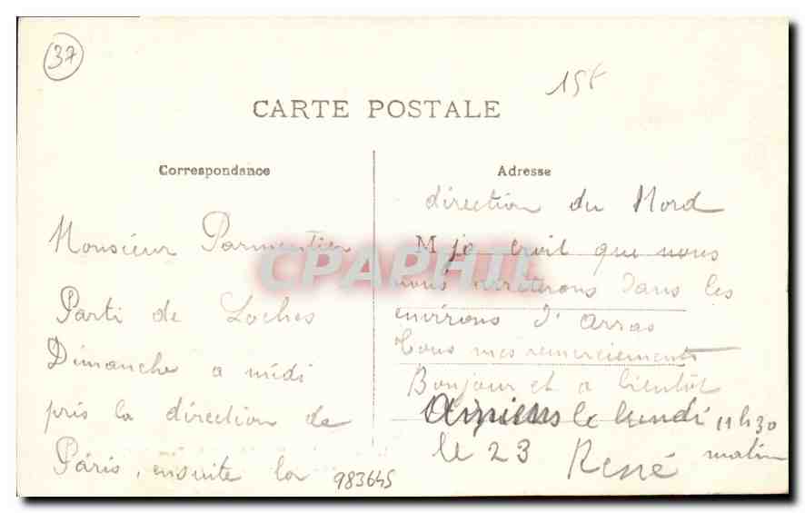 CPA Indre et Loire Loches Parc du Chateau le Marronnier Plante par Francois 1er  — Rückseite