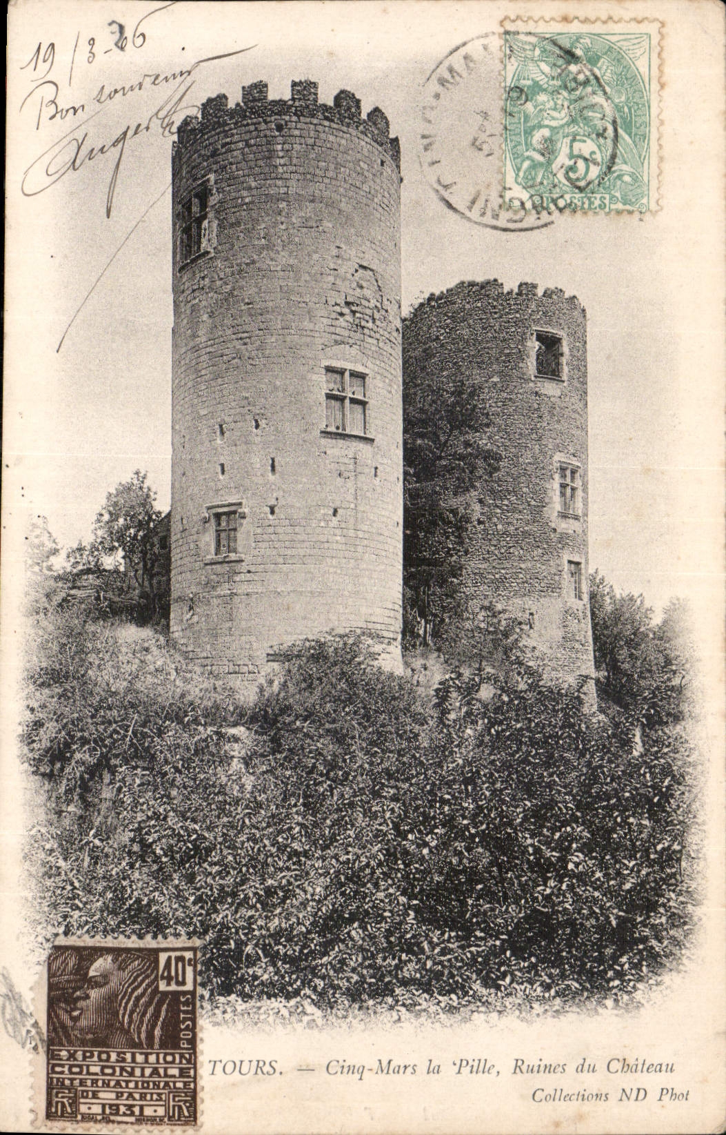 CPA Tours Cinq Mars la Pille Ruines du Chateau 