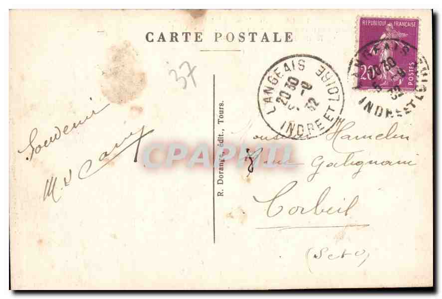 CPA Langeais I et L le Chateau mon hist ou fut celebre en 1491 le mariage du roi Charles VIII avec A — Rückseite