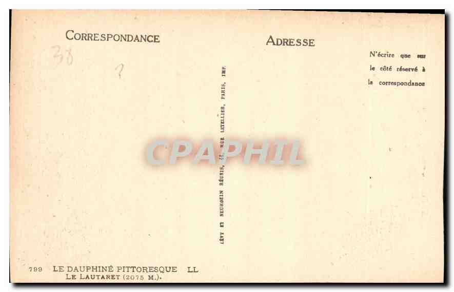 CPA Le Dauphine pittoresque le Lautaret  — Verso