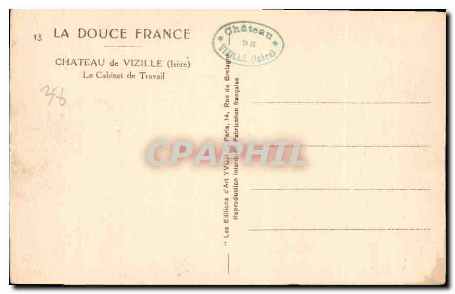 Château de Vizille — Le Cabinet de Travail — Éditions d'Art Yvon — Verso