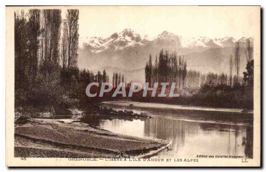 CPA Grenoble l'Isere a l'Ile d'Amour et les Alpes 