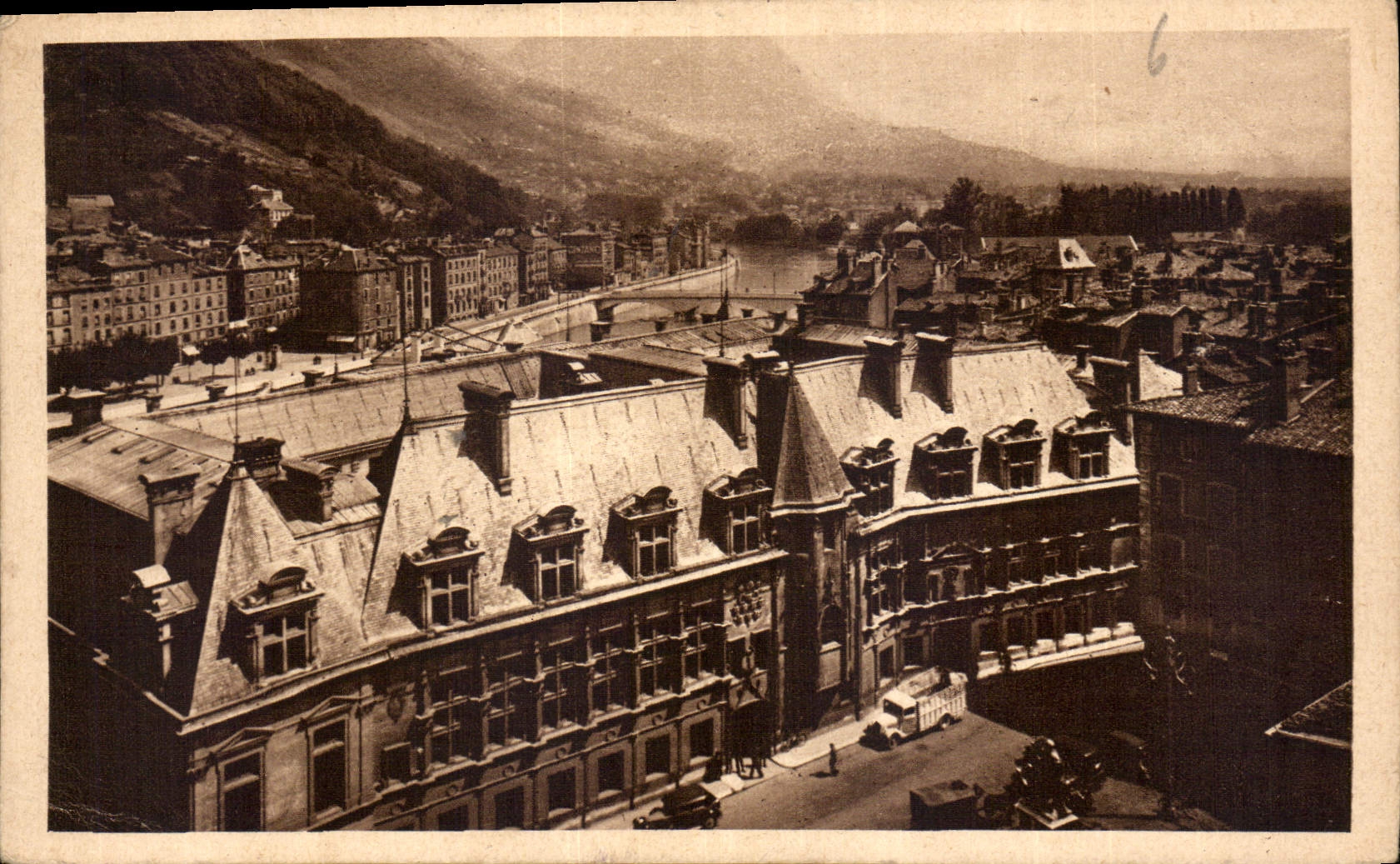 Grenoble — Place Saint-André - Statue of Bayard, The Justice Palace (15th century)