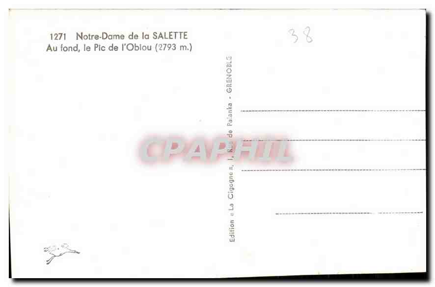 Notre-Dame de la SALETTE — Au fond, le Pic de l'Obiou (2793 m.) — Edition « La Cigogne » — Reverso