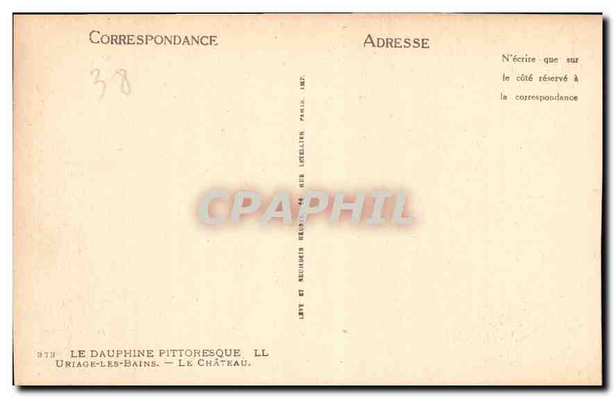 Le Dauphine Pittoresque — Uriage-les-Bains — Le Château — Imp. Phyllis, Paris — Rückseite