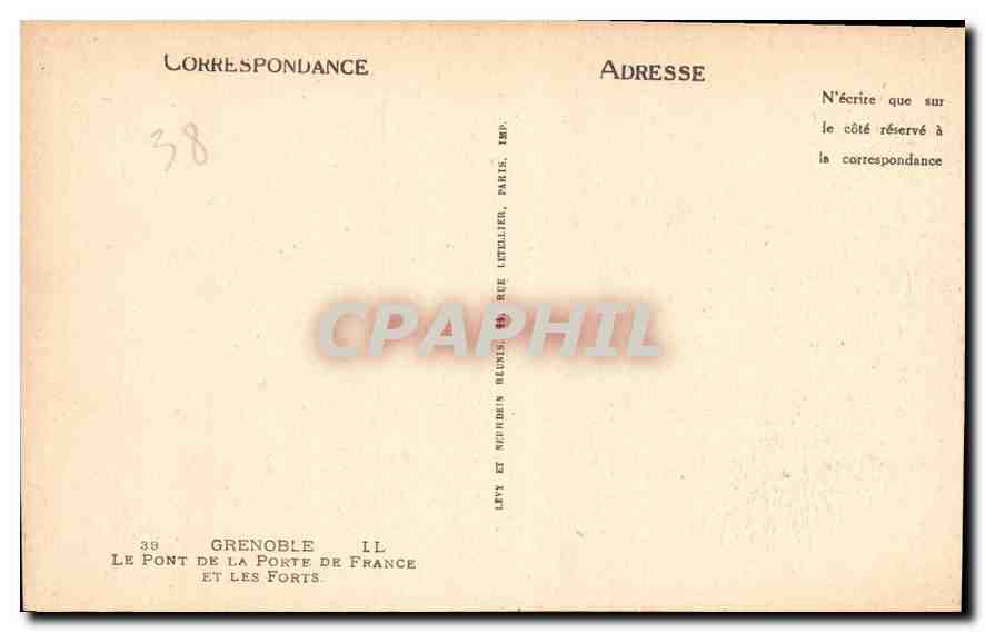 Le Pont de la Porte de France — Grenoble — Éditeur : Levy et Neufchâtain, 38 rue Catellier, Paris — Rückseite
