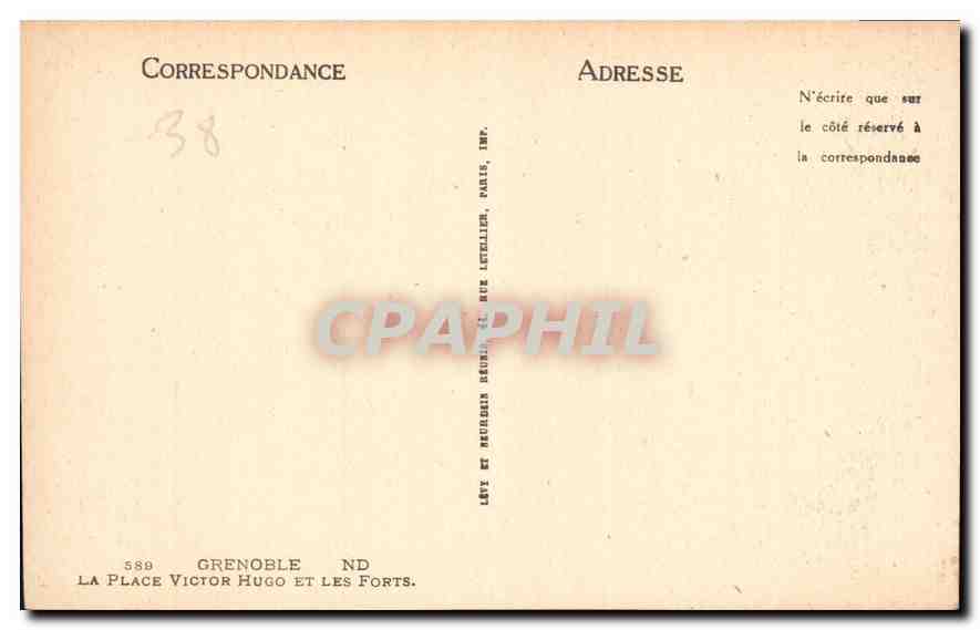 CPA Grenoble la Place Victor Hugo et les Forts  — Rückseite