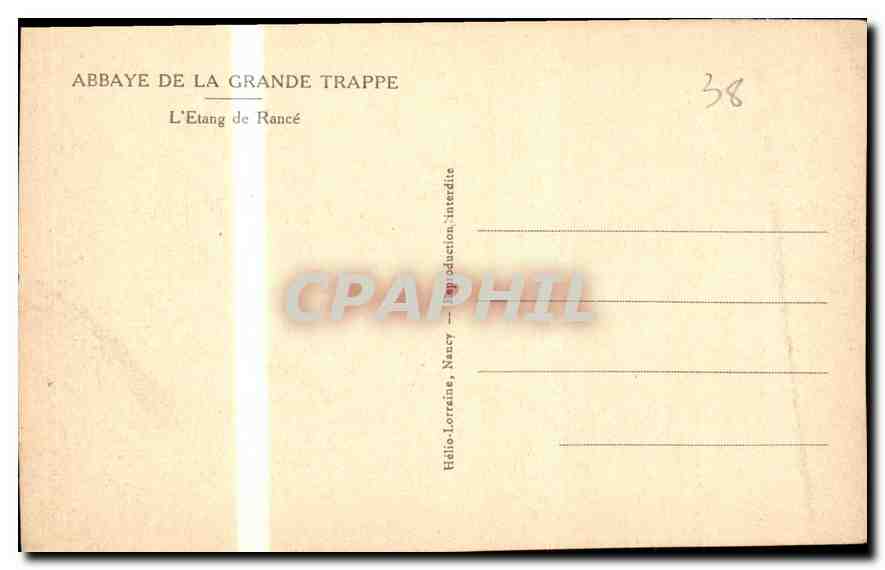 CPA Abbaye de la Grande Trappe L'Etang de Rance  — Rückseite