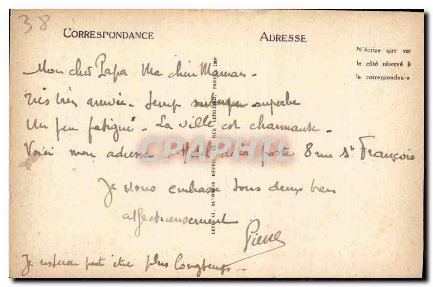 CPA Grenoble L'Isere et L'Ile d'Amour et les Alpes  — Rückseite