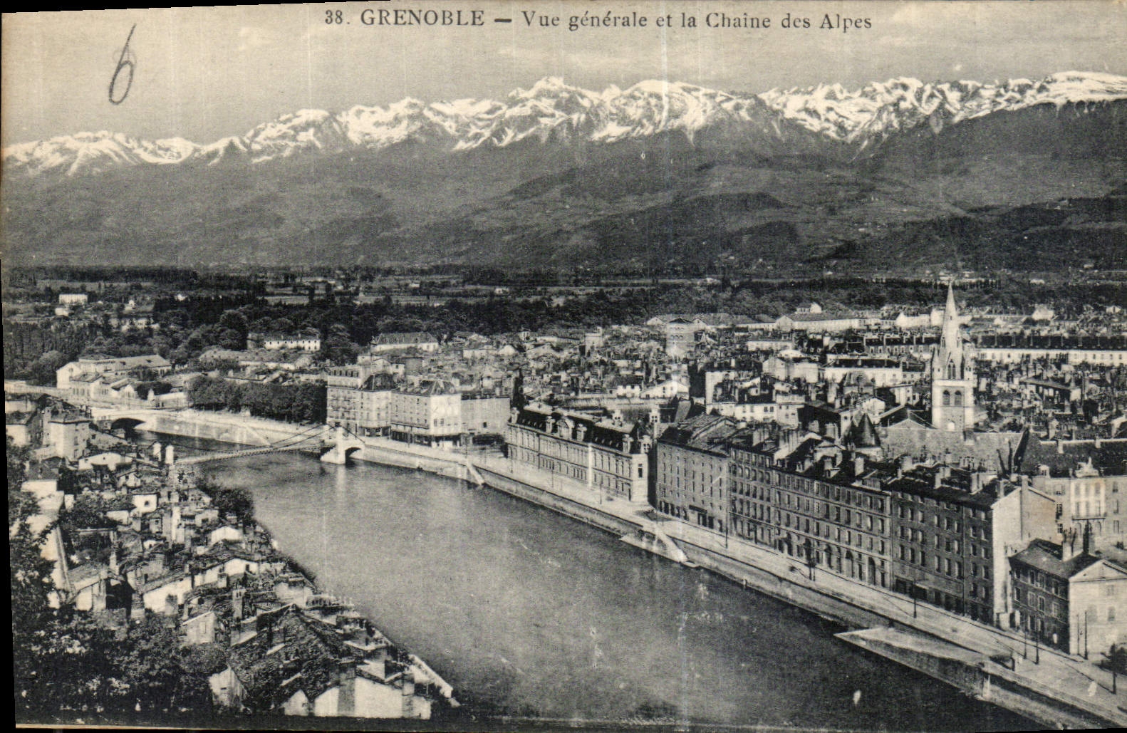Grenoble — Vue générale et la Chaîne des Alpes — P. Gaude, phot.-édit. Grenoble
