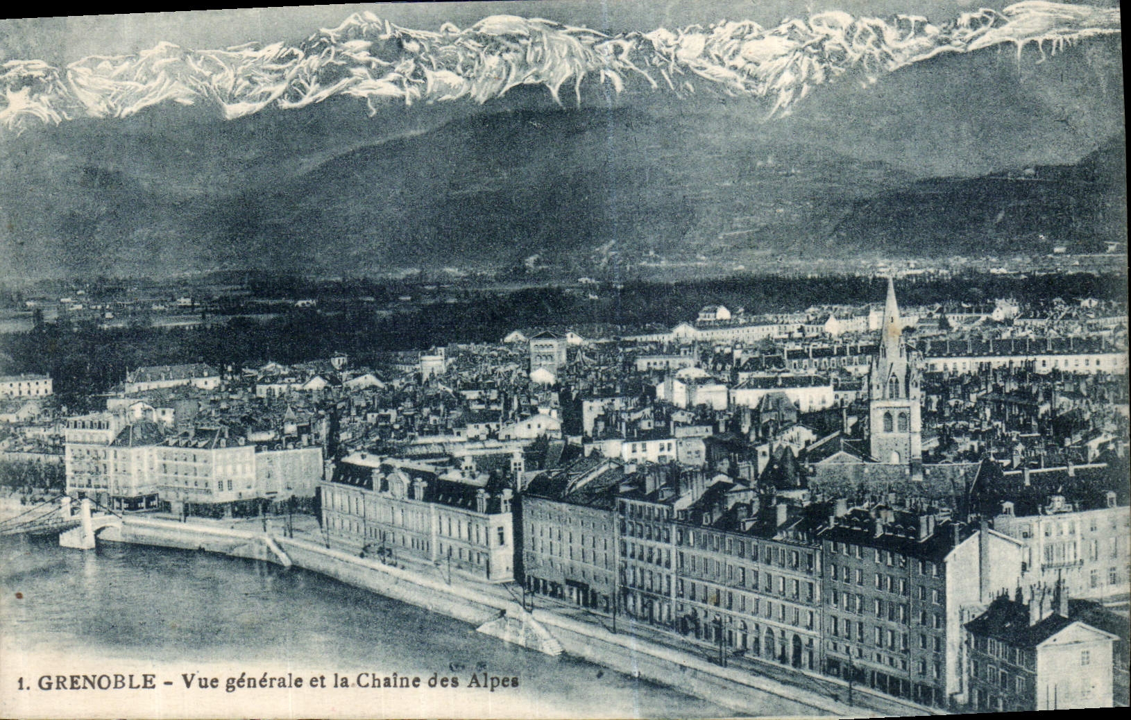 Grenoble — Vue générale et la Chaîne des Alpes — Édition H.S. Grenoble