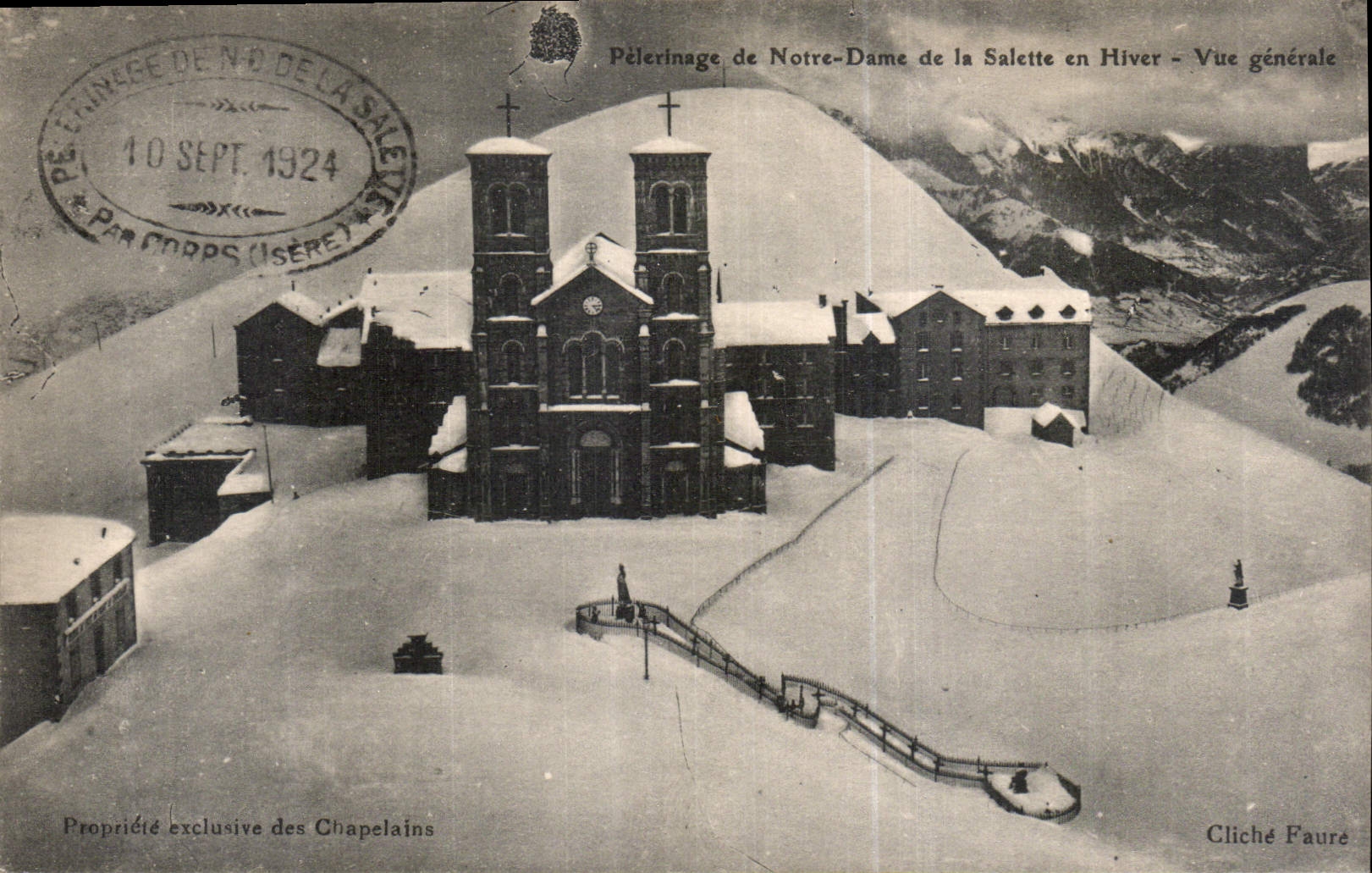 Pèlerinage de Notre-Dame de la Salette en Hiver — Vue générale — Cliché Faure