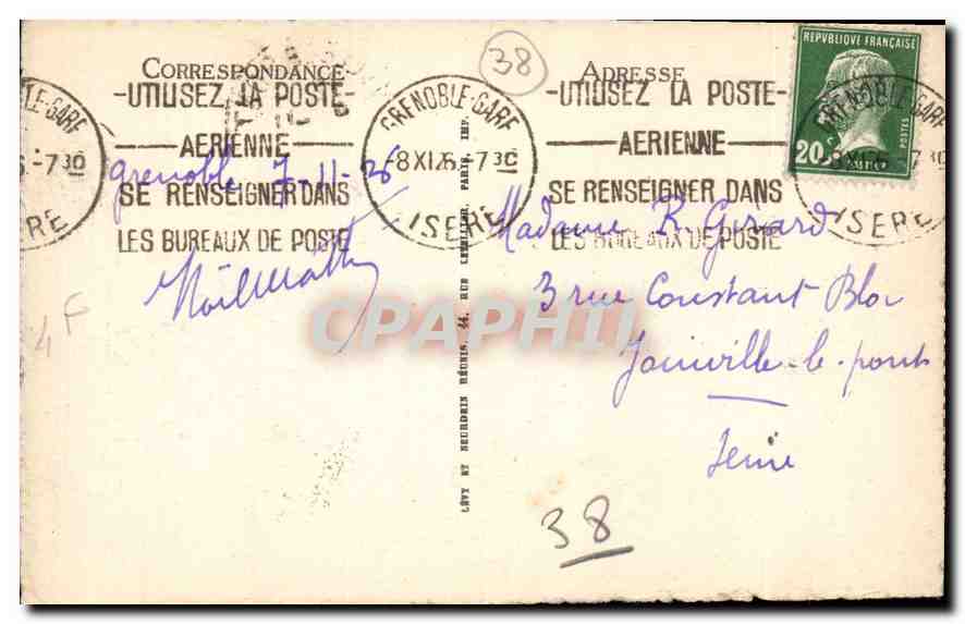 CPA Grenoble L'Isere a L'Ile d'Amour et les Alpes  — Rückseite