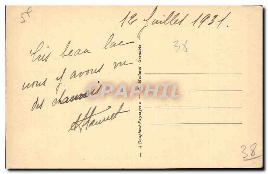 CPA Dauphine Vallee du Veneon Le Lac Lovitel  — Rückseite