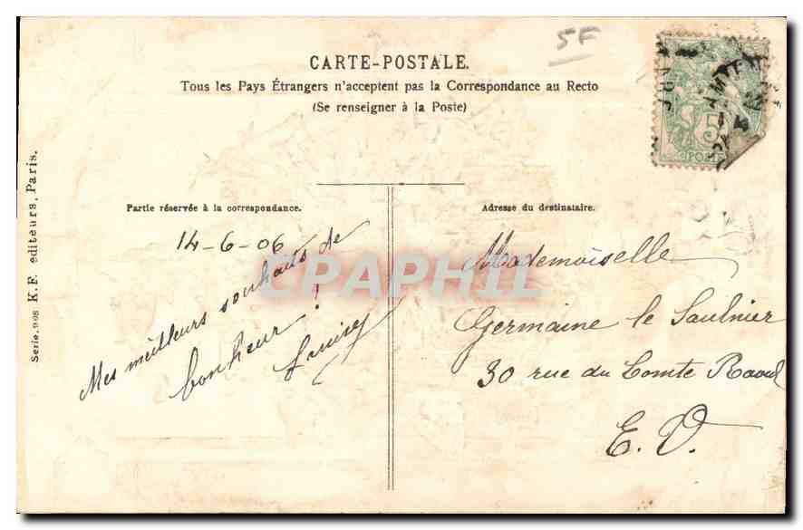 CPA Bonne Fete Fleurs — Verso