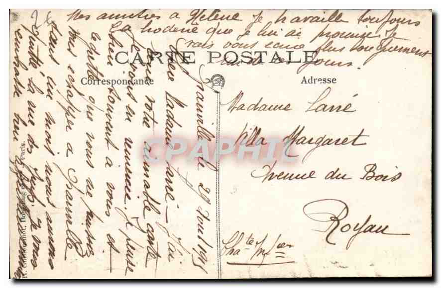 Adrienne Chevrolais — portrait féminin en tenue d'époque — éditeur Chevrolais, n° 161 — Verso