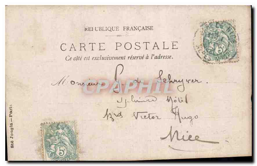 Groupe de personnes à Nice — Mars 1904 — Sté Jongia - Paris — Verso