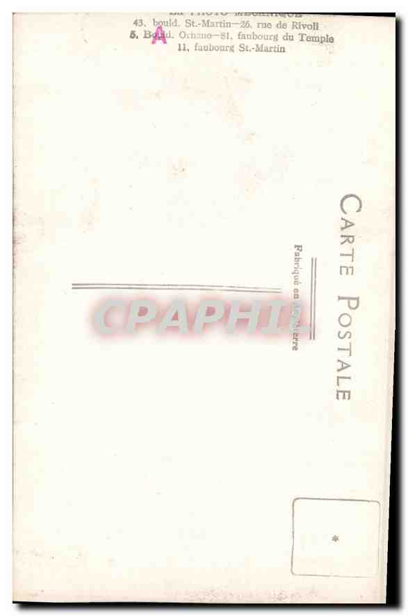 CARTE PHOTO Homme — Verso