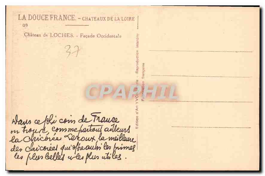 CPA La Douce France Chateaux de la Loire Chateau de Loches Facade Occidentale  — Rückseite
