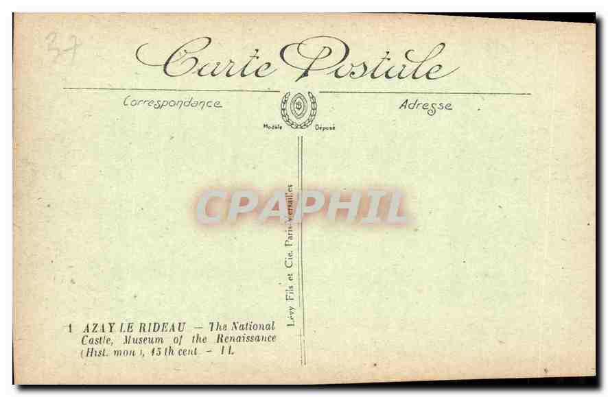 CPA Azay le Rideau le Chateau National Musee de la Renaissance mon hist  — Verso