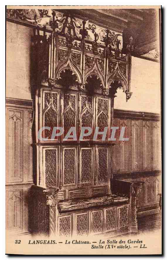 CPA Langeais Le Chateau La Salle des Gardes Stalle 