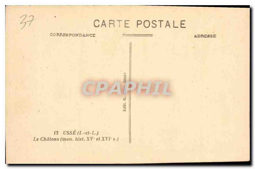 CPA Usse I et L Le Chateau mon hist  — Rückseite
