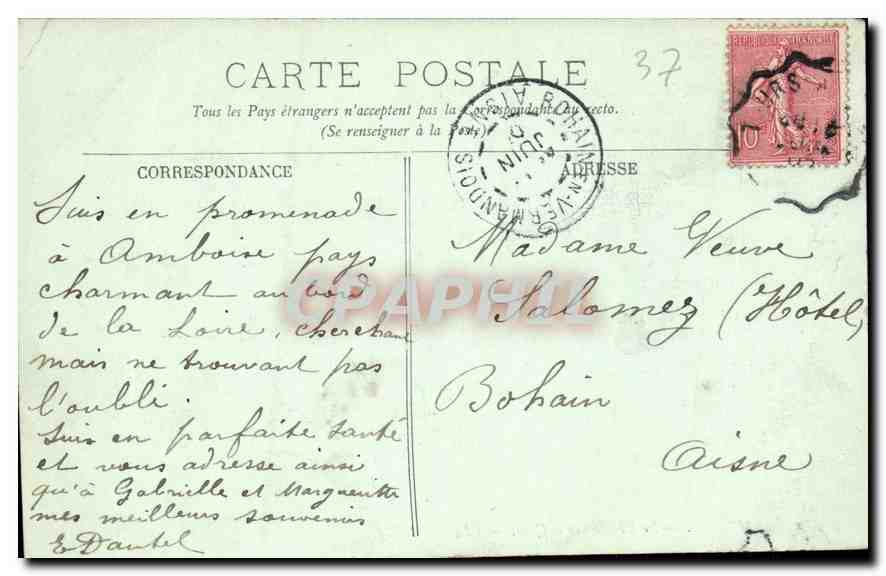 CPA Amboise Le Chateau et le Quai  — Verso