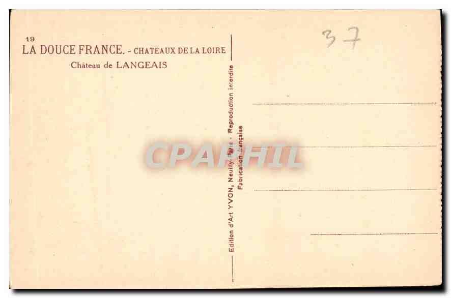 CPA La Douce France Chateaux de la Loire Chateau de Langeais  — Verso