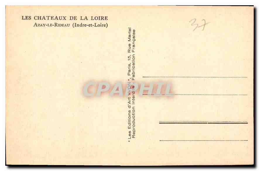 CPA Les Chateaux de la Loire Azay le Rideau Indre et Loire  — Verso