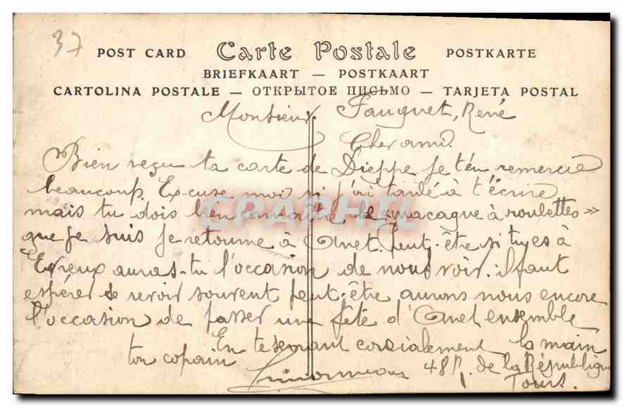 CPA Amboise Vue sur le Chateau  — Rückseite