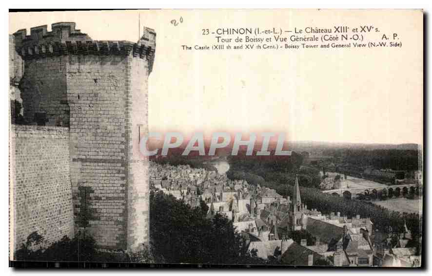 CPA Chinon I et L Le Chateau Tour de Boissy et Vue generale Cote N O 