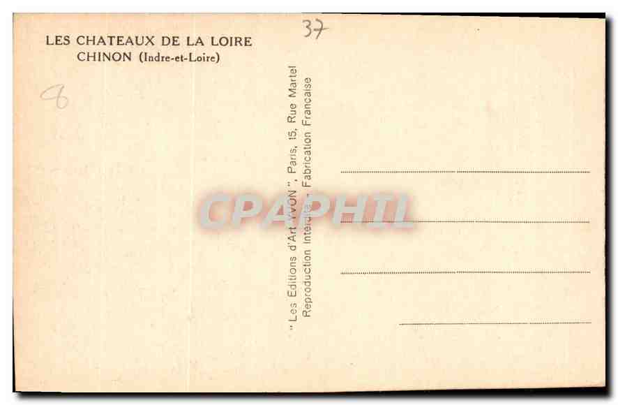 CPA Les Chateaux de la Loire Chinon Indre et Loire  — Rückseite