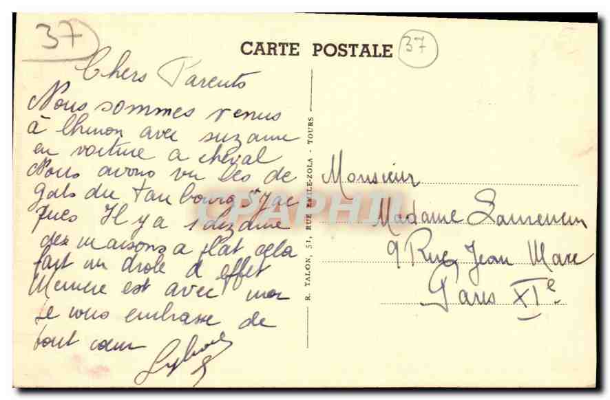 CPA Chinon I et L Rue Voltaire Vieilles Maisons  — Rückseite