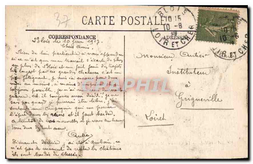 CPA Amboise Le Chateau Monument Historique  — Rückseite