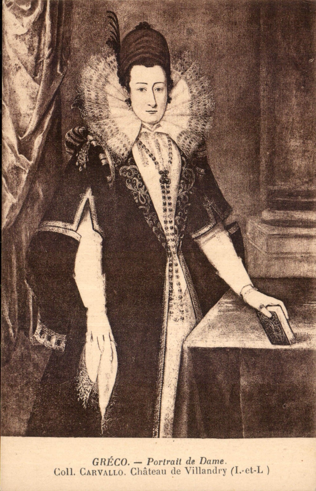CPA Greco Portrait de Dame Coll Carvallo Chateau de Villandry I et L 