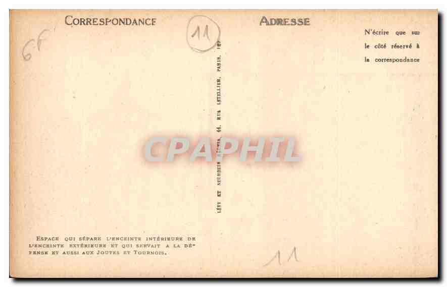 CPA Carcassonne Les Hautes Lices  — Rückseite