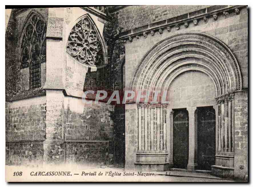 CPA Carcassonne Portail de l'Eglise Saint Nazaire 
