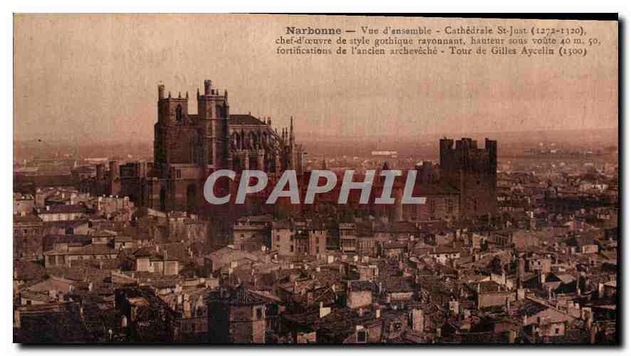 CPA Narbonne Vue d'ensemble Cathedrale St Just Tour de Gilles Aycelin 