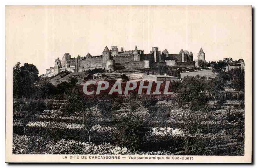 CPA La Cite de Carcassonne Vue panoramique du Sud Ouest 
