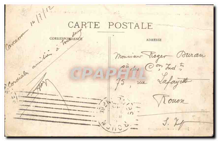 CPA La Cite de Carcassonne Vue generale de l'Ouest les deux Ponts sur l'Aude  — Verso