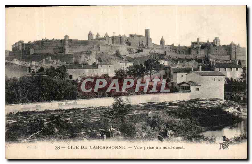 Cité de Carcassonne — Vue prise au nord-ouest — J. Hase, n°28