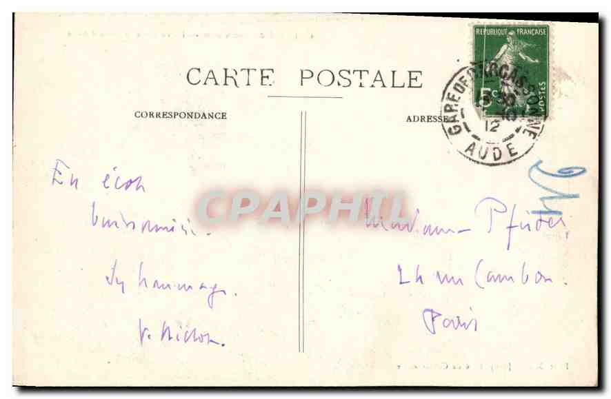 CPA La Cite de Carcassonne Defenses de la Porte d'Aude  — Rückseite