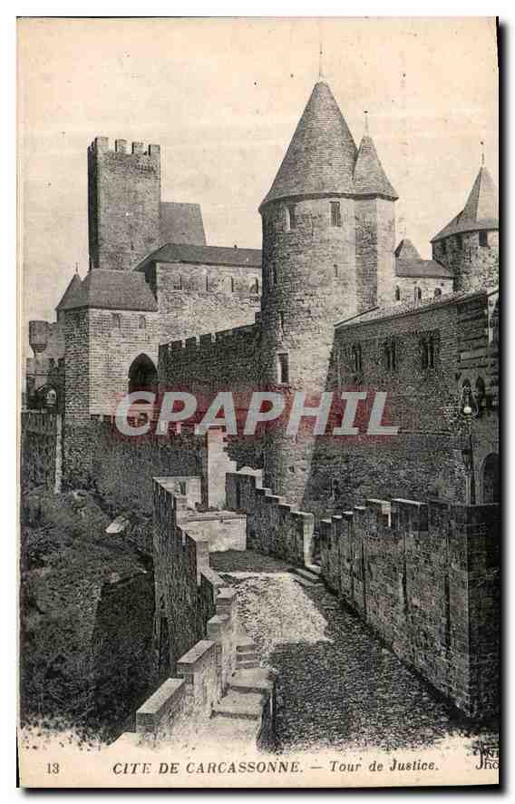 CPA Cite de Carcassonne Tour de Justice 