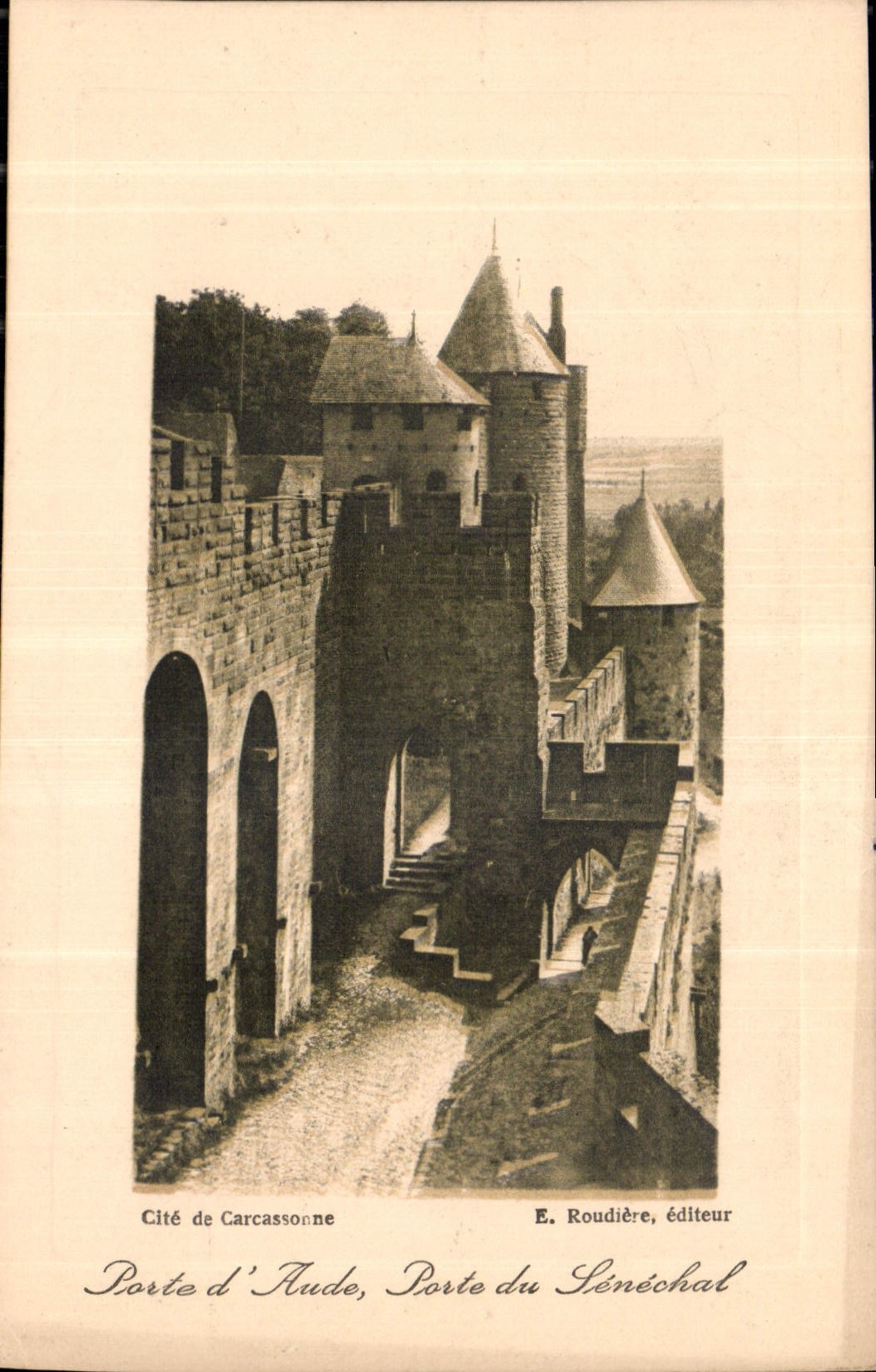CPA Cite de Carcassonne Porte d'Aude Porte du Senechal 