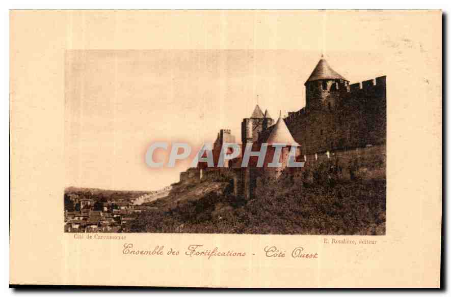CPA Cite de Carcassonne Ensemble des Fortifications Cote Ouest 