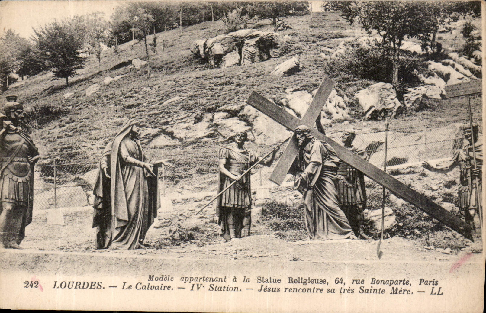 CPA Lourdes Le Calvaire IV Station Jesus rencontre sa tres Sainte Mere 