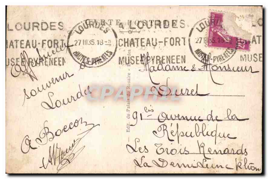 CPA Lourdes Autel du Monument Interallie le Monument Interaillie  — Verso