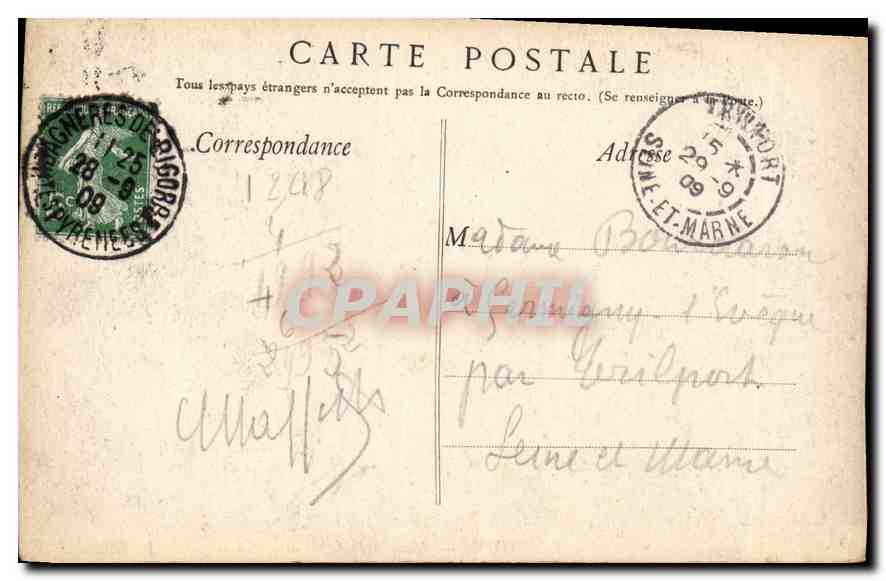 CPA Lourdes Vue laterale  — Verso