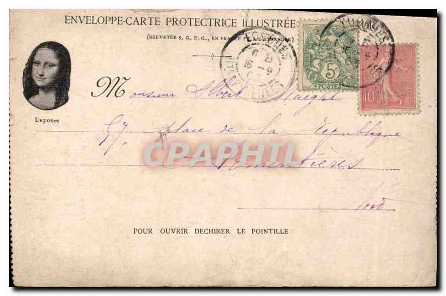 CPA Lourdes Grotte et Basilique Mona Lisa Joconde De Vinci — Verso