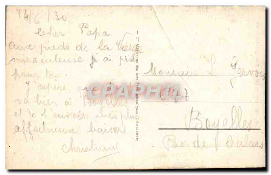 CPA Lourdes La Basilique et la Grotte  — Verso